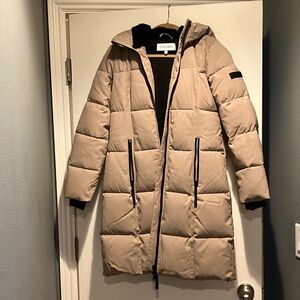 Calvin Klein Women's Beige Long Puffer Jacket